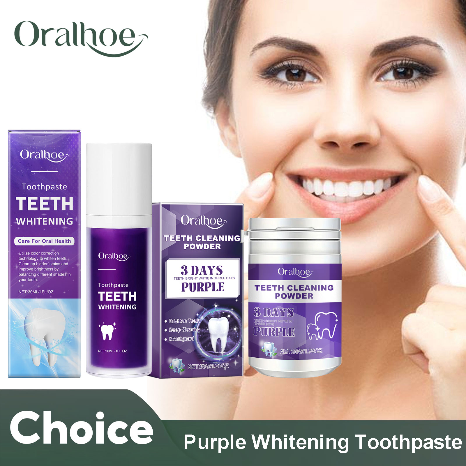 Teeth Whitening Powder - Mor Düzeltici Diş Beyazlatma Diş Macunu